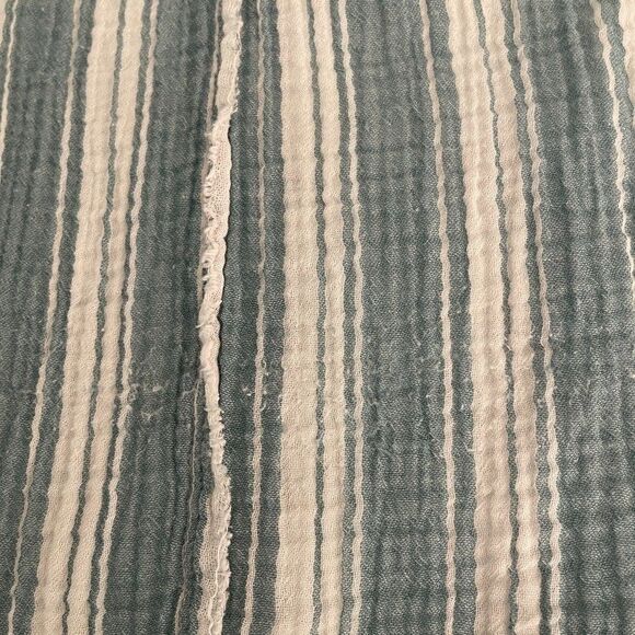 Wonderly Blouse Women's Large Gauze Striped V-Neck Short Sleeve Fringe Boho Top - Picture 7 of 9